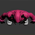 Pink Jumpsuit Character Costume With Black Horns Heart Design And White Shoes