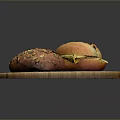 Fresh Homemade Breads on Wooden Round Tray One with Pumpkin Seeds and Sliced with Cheese