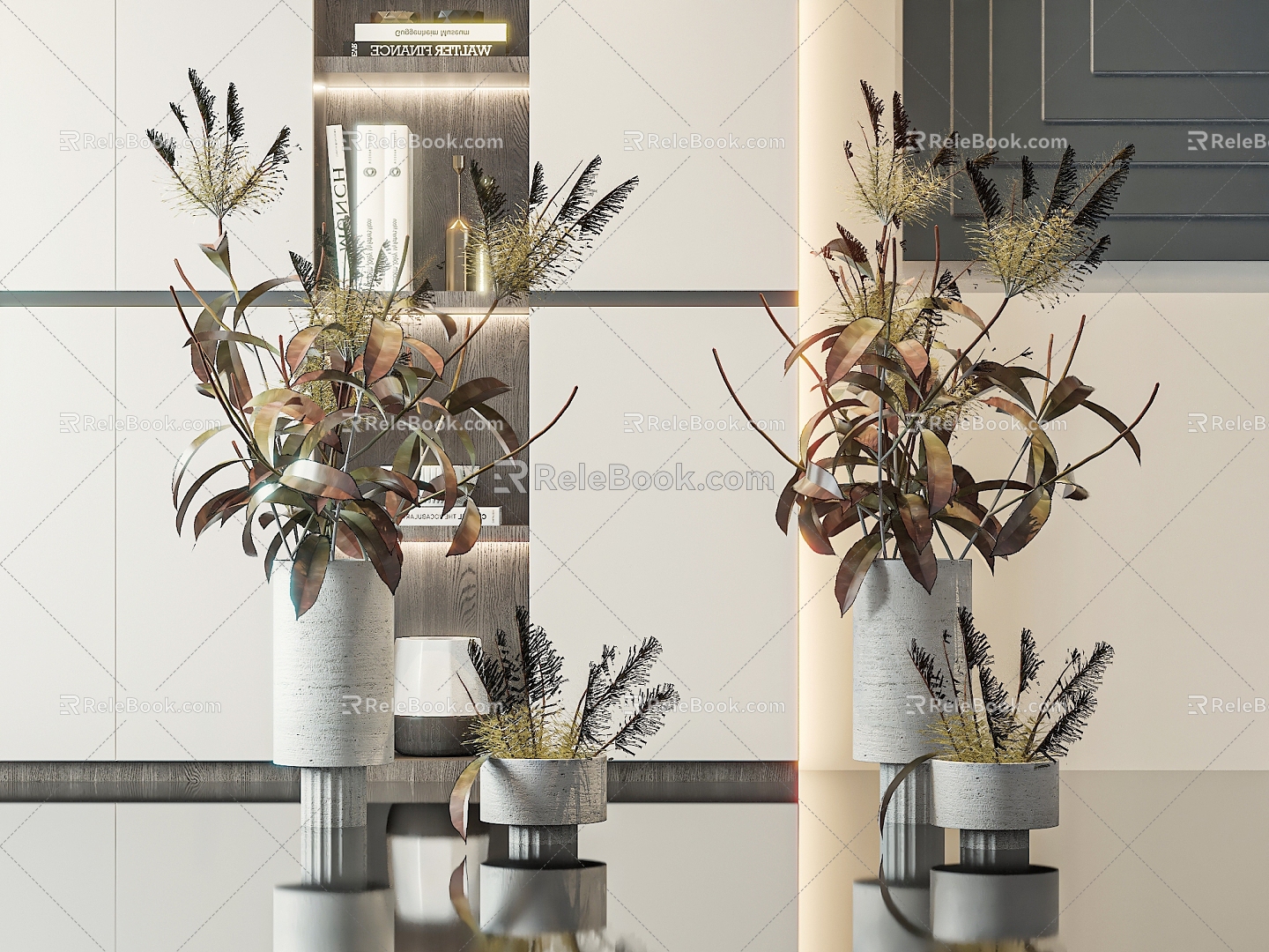 Modern Vase Flower Green Plant Flower Glass Vase Aquatic Plant Decorative Ornaments Floral Vase Flowers 3d model