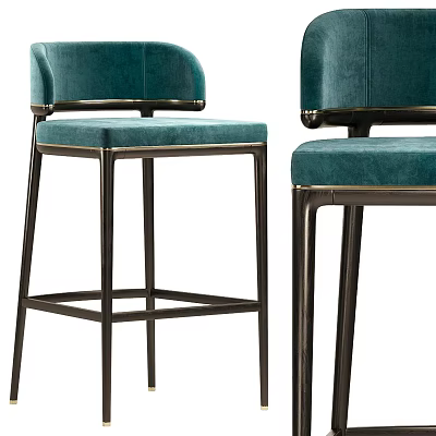 Modern Teal Velvet Bar Stools With Black Metal Legs And Backrest 3d model Modern Teal Velvet Bar Stools With Black Metal Legs And Backrest 3d model