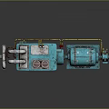 Blue Industrial Mechanical Equipment With Metal Pipes Motor And Control Panel