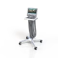 Portable Medical Equipment With Digital Display Screen On Wheeled Stand And Connecting Cables