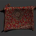 Traditional Red And Gold Ornate Carpet With Intricate Patterns Folded On White Background