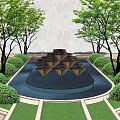 Modern pool water feature 3d model