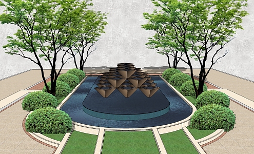 Modern pool water feature 3d model