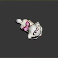 Cute White Cat Doll With Pink Bow And Blue Eyes Decoration