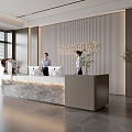 Modern company front desk background wall reception area bar desk reception desk hall simple lobby 3d model