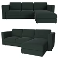 Modern Dark Green Sofa Set Featuring L Shaped And Three Seater Designs 3d model