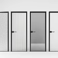 Modern Interior Doors With Black Frame And Various Glass Textures 3d model