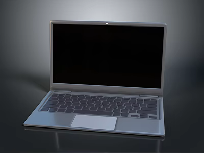 Lightweight Modern Silver Laptop With Black Screen And Sleek Keyboard Design 3d model