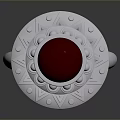 Silver Ring with Red Gemstone and Decorative Pattern for Fashion Accessory 3d model