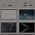 Projection Surveillance Equipment Collection With Wall Mounted Projectors Cameras And Screens