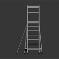 Sturdy Industrial Metal Ladder With Wheels And Platform For Workshop Use