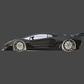 Black Sleek Sports Car With Aerodynamic Design And Rear Spoiler