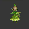 Plant Fairy Character With Green Leaf Decoration And Flower Petal Dress Design
