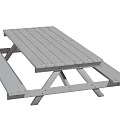 Outdoor Wooden Picnic Table With Attached Benches And Natural Wood Classic Design