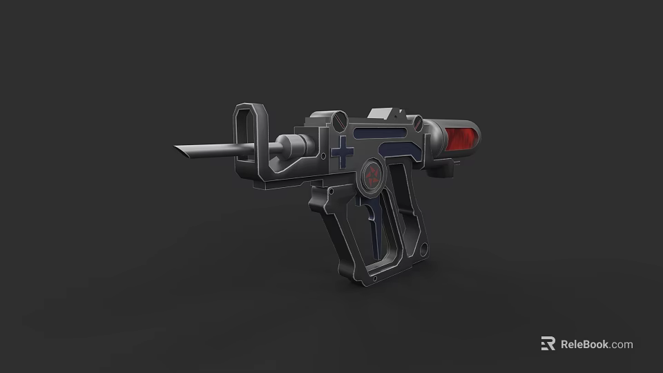 Handheld Medical Injection Device With Red Indicator And Black Body Design 3d model 