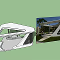 Modern Pergola With Unique Geometric Structure In Outdoor Garden Greenery Area