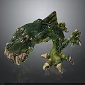 Fantasy Dragon Creature With Green Scales Sharp Teeth And Clawed Feet 3d model