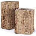Minimalist Wooden Stools Featuring Natural Log Design And Visible Wood Grain