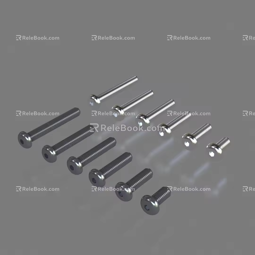 Round Head Hexagon Socket Screw GB Metric Screw Fastener Fixings 3d model
