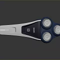 Modern Electric Shaver With Three Rotating Blades And Blue Ergonomic Design