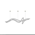 Modern Layered Beaded Chandelier With Wavy Design White Beads And Gold Accents