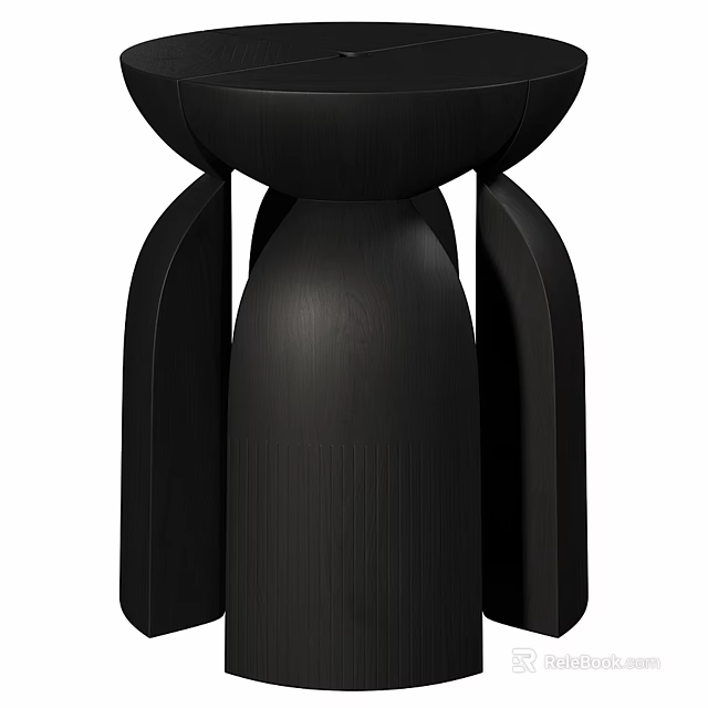 Elegant Black Modern Stool With Unique Curved Structure And Minimalist Design 3d model 