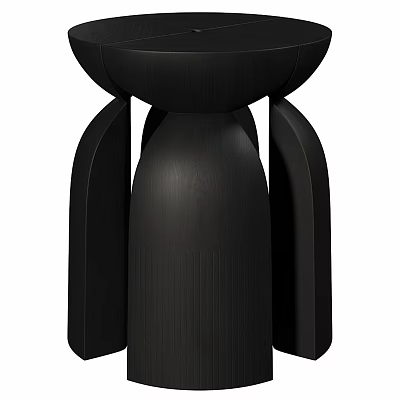 Elegant Black Modern Stool With Unique Curved Structure And Minimalist Design 3d model