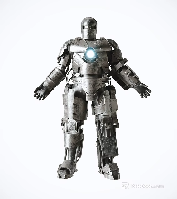 Game And Movie Character Iron Armor With Glowing Core Mechanical Design Features 3d model 