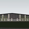 Modern Office Building Complex With Green Roof Gray Tiles And Road Access
