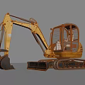 Yellow Tracked Functional Vehicle With Front Bucket And Transparent Cab For Construction 3d model