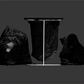 Black Trash Can With Metal Stand And Disposable Bags For Household Supplies