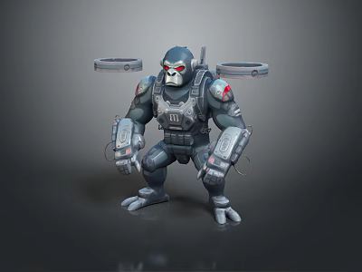 Gorilla Themed Game Movie Character In Mechanical Armor With Cybernetic Enhancements 3d model