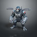 Gorilla Themed Game Movie Character In Mechanical Armor With Cybernetic Enhancements