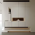 Modern Minimalist Entryway Hallway Interior Design With White Storage Cabinets And Built in Lighting