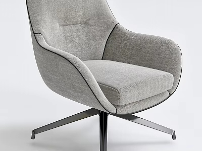 Modern Gray Fabric Leisure Chair With Metal Base And Comfortable Armrests 3d model