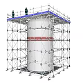 High Quality Hardware Tools for Large Tank Construction with Scaffolding and Worker 3d model