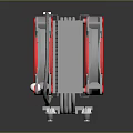 High Performance CPU Cooler With Red Frame Black Fan Gray Body And Central Logo