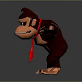 Playful Brown Cartoon Gorilla With Open Arms And Red Tie On Gray Background