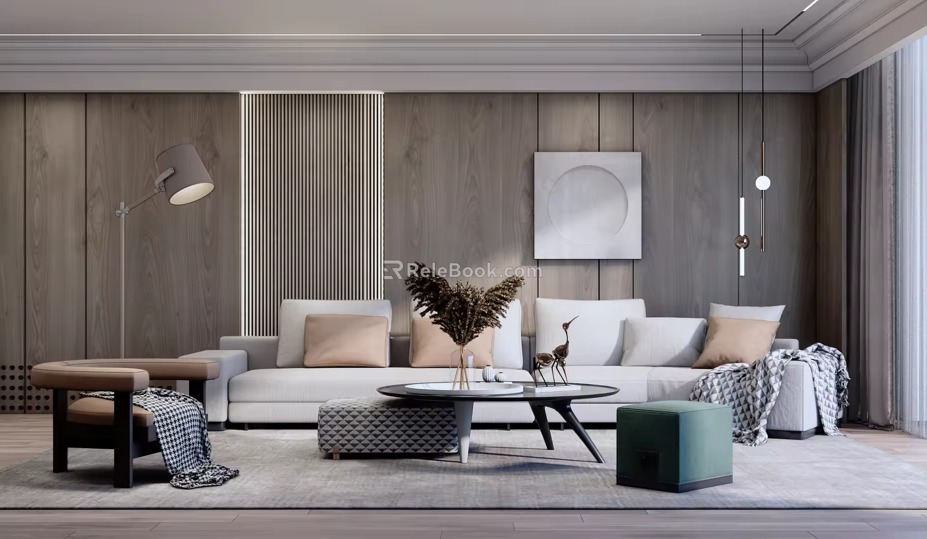 Modern sofa coffee table combination 3d model