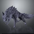 Mythical Wolf Fantasy Character 3D Sculpted Model With Detailed Fur And Tail Design