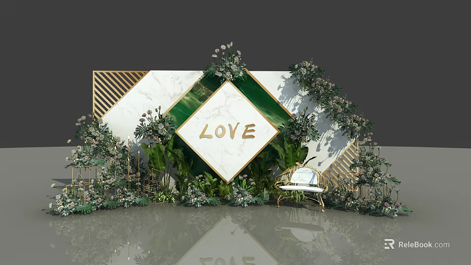 Elegant Modern Kitchen Interior Design With Marble Island And Cabinets 3d model