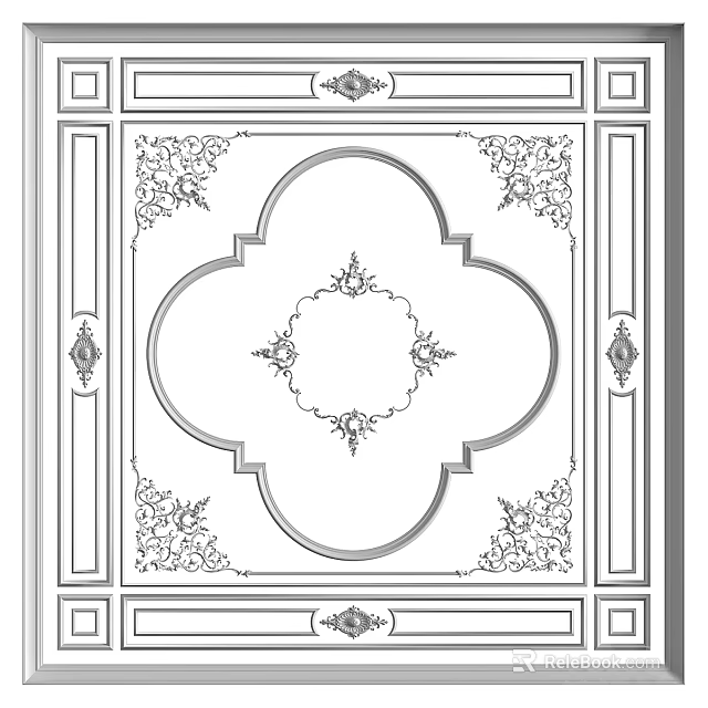 Classic Ceiling Design With Ornamental Patterns 3d model