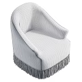 Elegant Single Chair With Floral Pattern Green Leaves Pink Flowers And Fringe