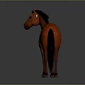 Orange Horse with Brown Mane and Tail Standing Against Gray Background 3d model