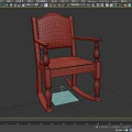 Classic Wooden Rocking Chair with Gray Fabric Seat and Armrests for Home Use