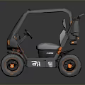 KUBOTA Small Electric Bus Featuring Gray Body Orange Accents Large Tires And Two Seats