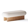 Modern Minimalist Sofa Bench With White Padded Seat And Wooden Base Design