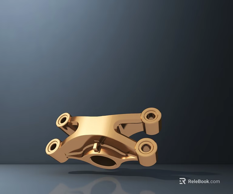 Golden Metal Connecting Bracket for Road Infrastructure with Multiple Holes 3d model 